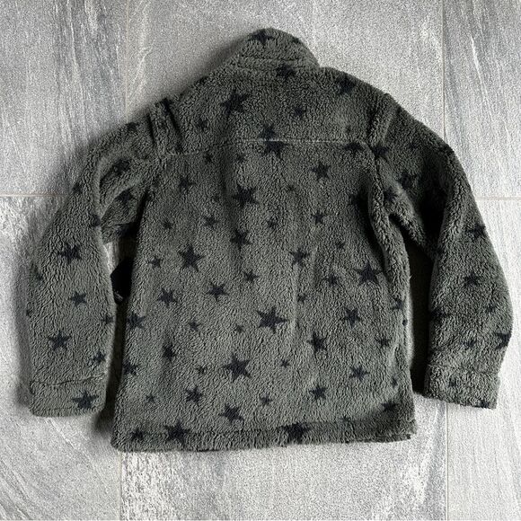 NWT PJ Salvage Cozy Button Up Jacket w/ Pockets in Olive Green Black Stars Small - Picture 11 of 16